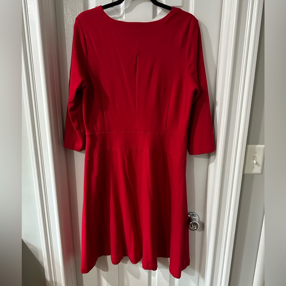 Lands End red knit pullover dress. Knee length. Size large/14/16. Gently used. - Picture 2 of 4